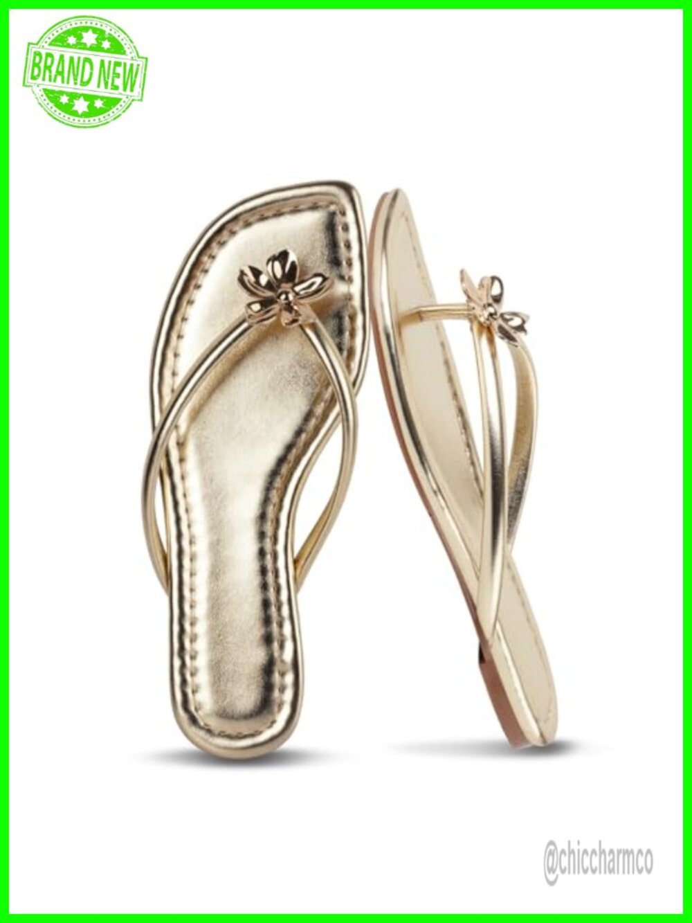 Floral Square Toe Flip Flops - Dressy Flat Sandals for Summer Weddings
